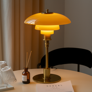 Modern Glass Table Lamp with Rounded Shade