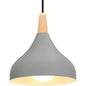 Teardrop Metal Pendant Light with Wood Accent – Grey