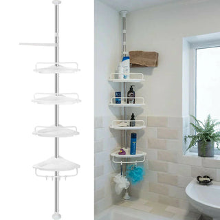 Telescopic Corner Shower Rack, 4 Shelves
