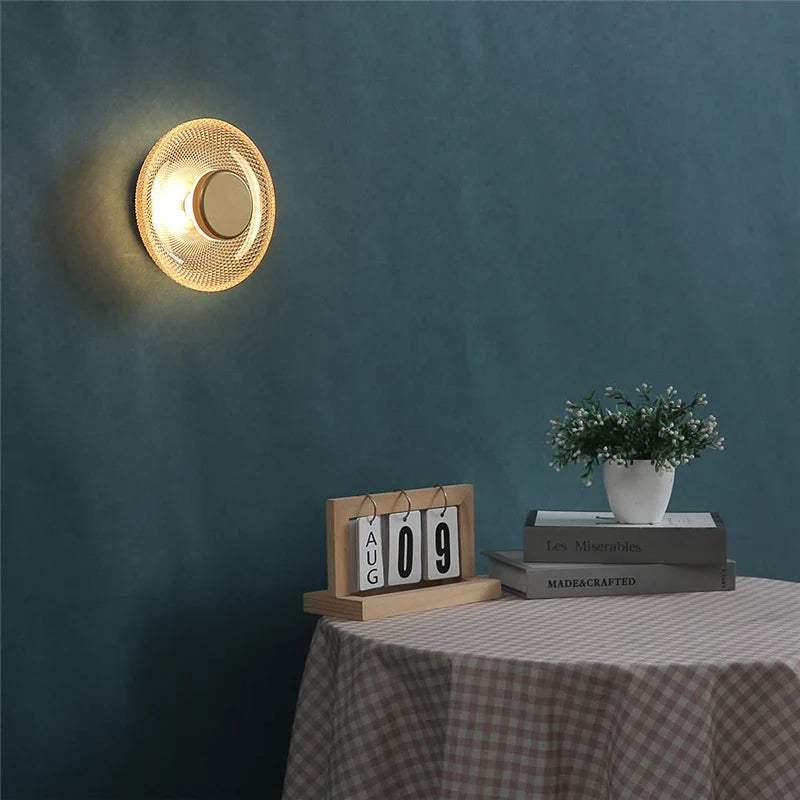 Textured Glass Disc LED Wall Lamp