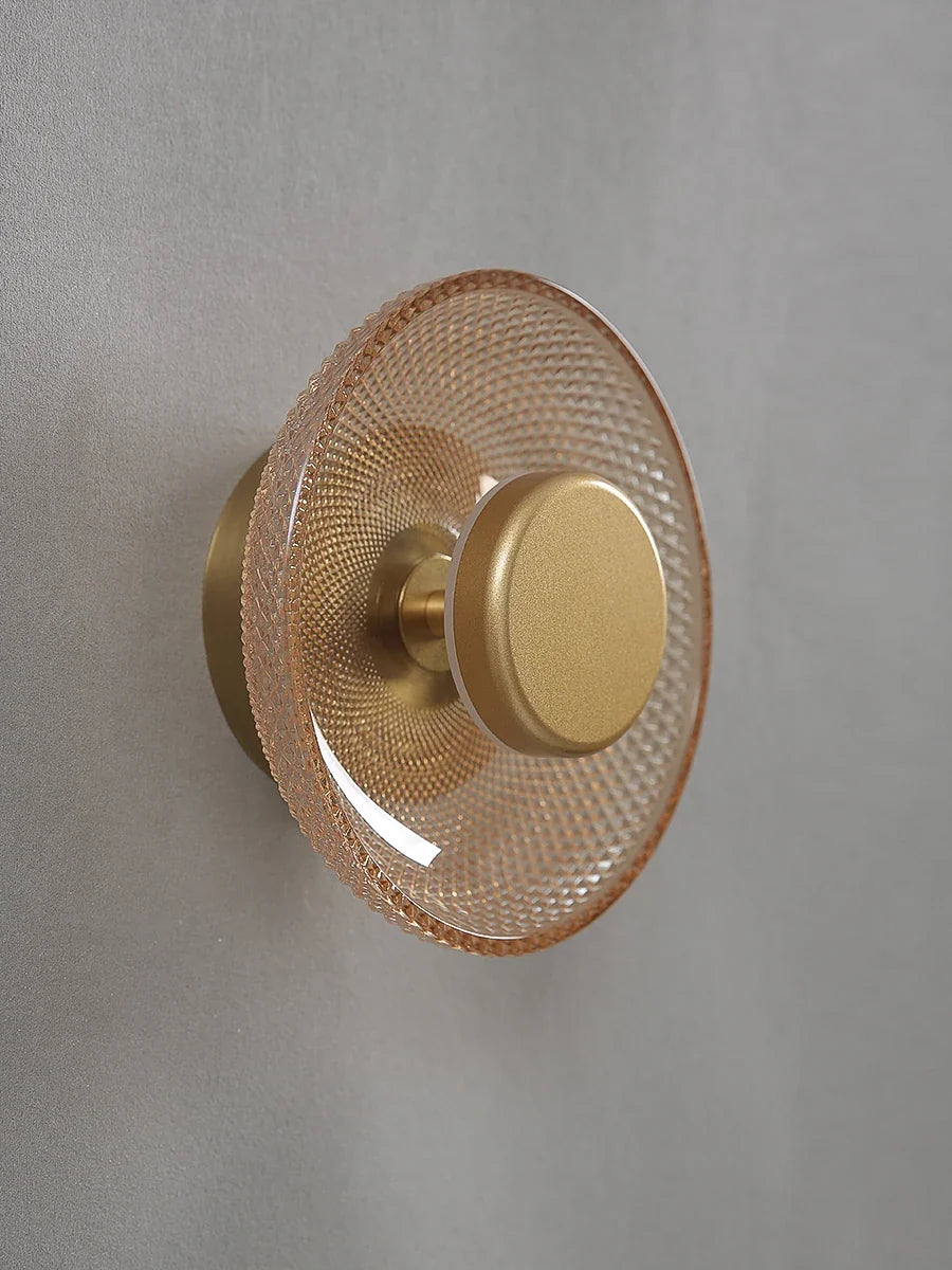 Textured Glass Disc LED Wall Lamp – Amber
