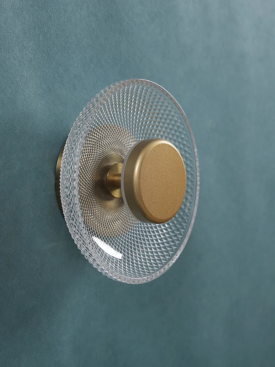 Textured Glass Disc LED Wall Lamp – Clear