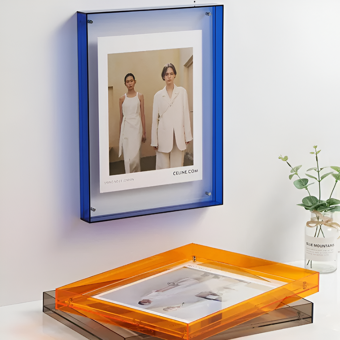 Coloured Acrylic Photo Frame – styled view