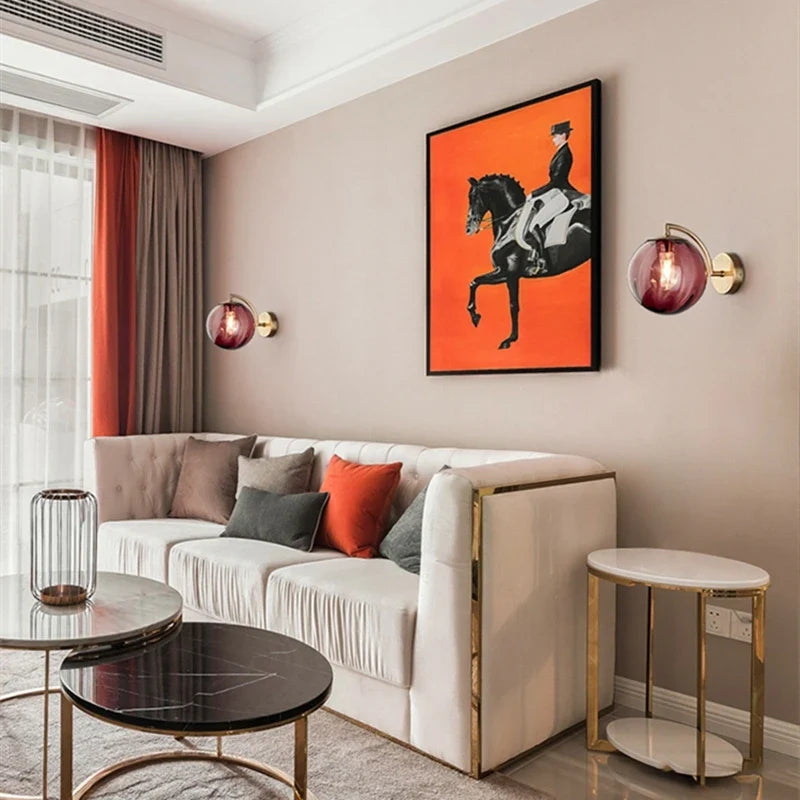 Tinted Glass Globe Wall Lamp