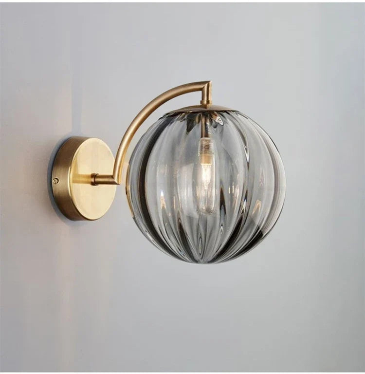 Tinted Glass Globe Wall Lamp – Smoke Grey