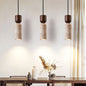 Travertine and Wood Mini Pendant Light