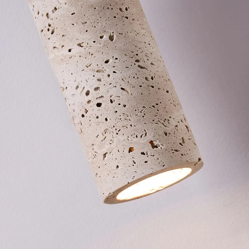 Travertine and Wood Mini Pendant Light