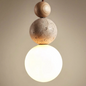 Travertine, Wood and Glass Pendant Light – Natural Wood