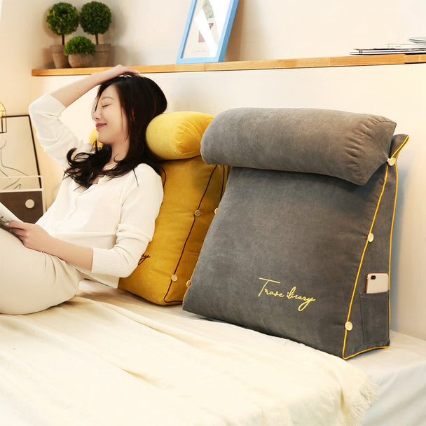Triangular Memory Foam Back Support Cushion in Charcoal