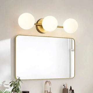 Triple Glass Globe Wall Light in Gold