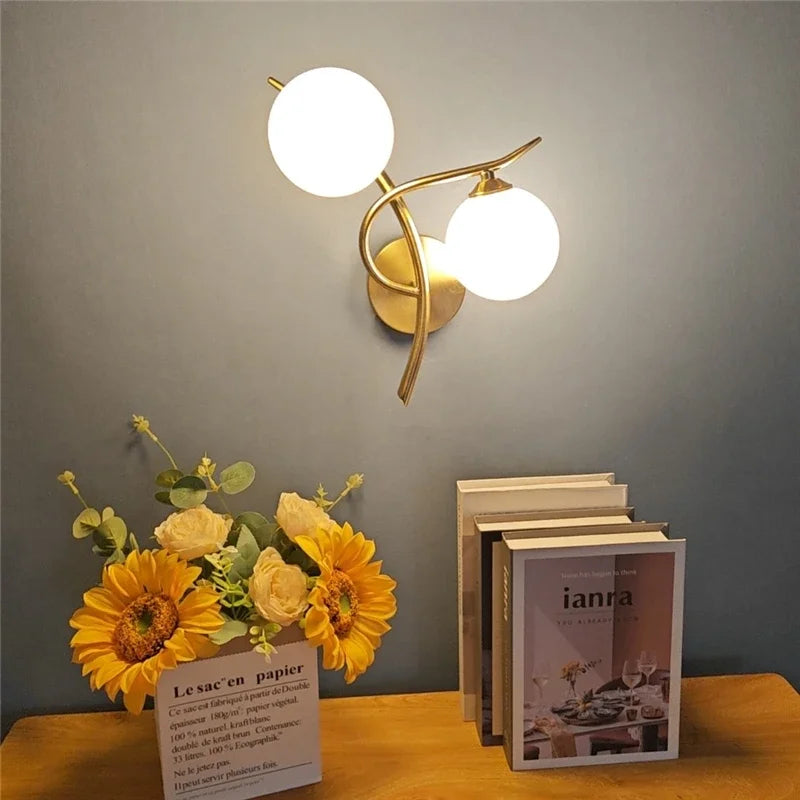 Twin Opal Globe Wall Light