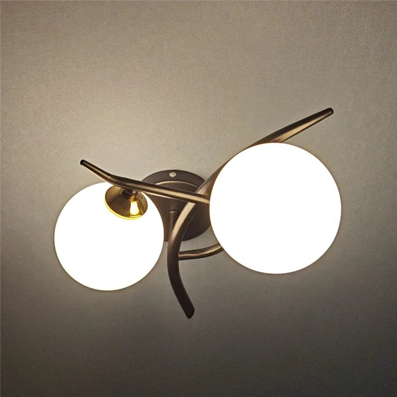 Twin Opal Globe Wall Light