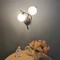 Twin Opal Globe Wall Light – Black – Left