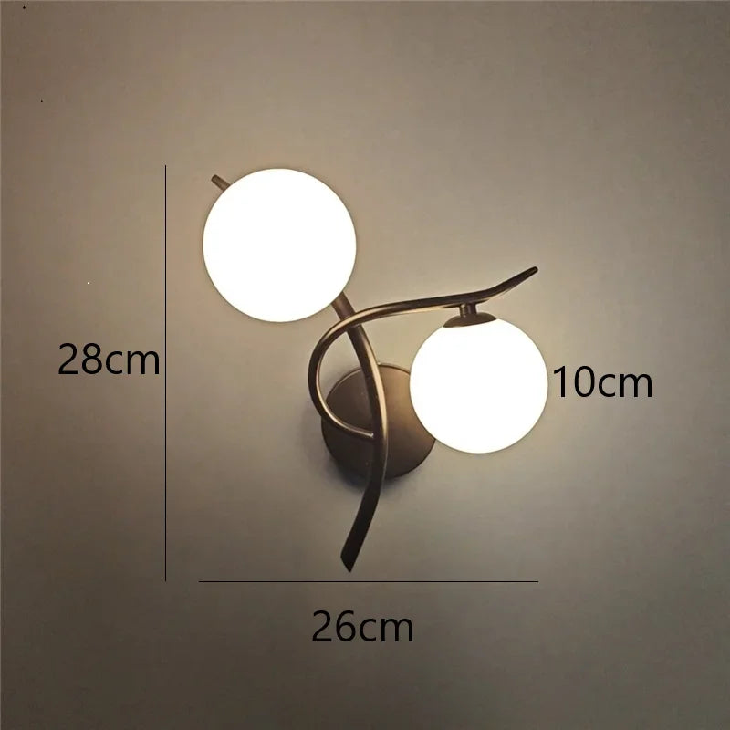Twin Opal Globe Wall Light – Black – Right