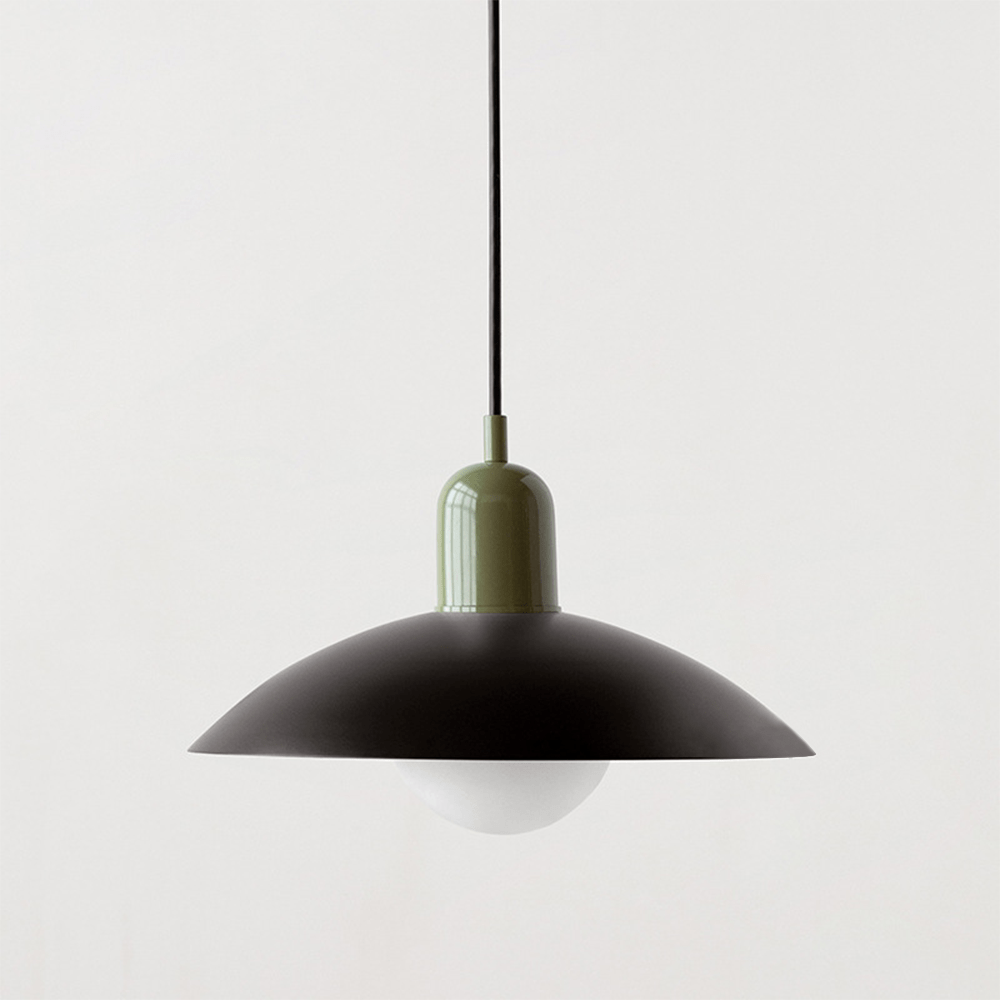 Two-Tone Bauhaus Dome Pendant Light – Black & Green