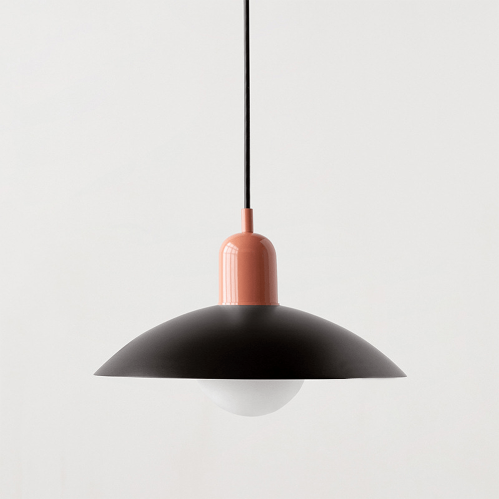 Two-Tone Bauhaus Dome Pendant Light – Black & Pink