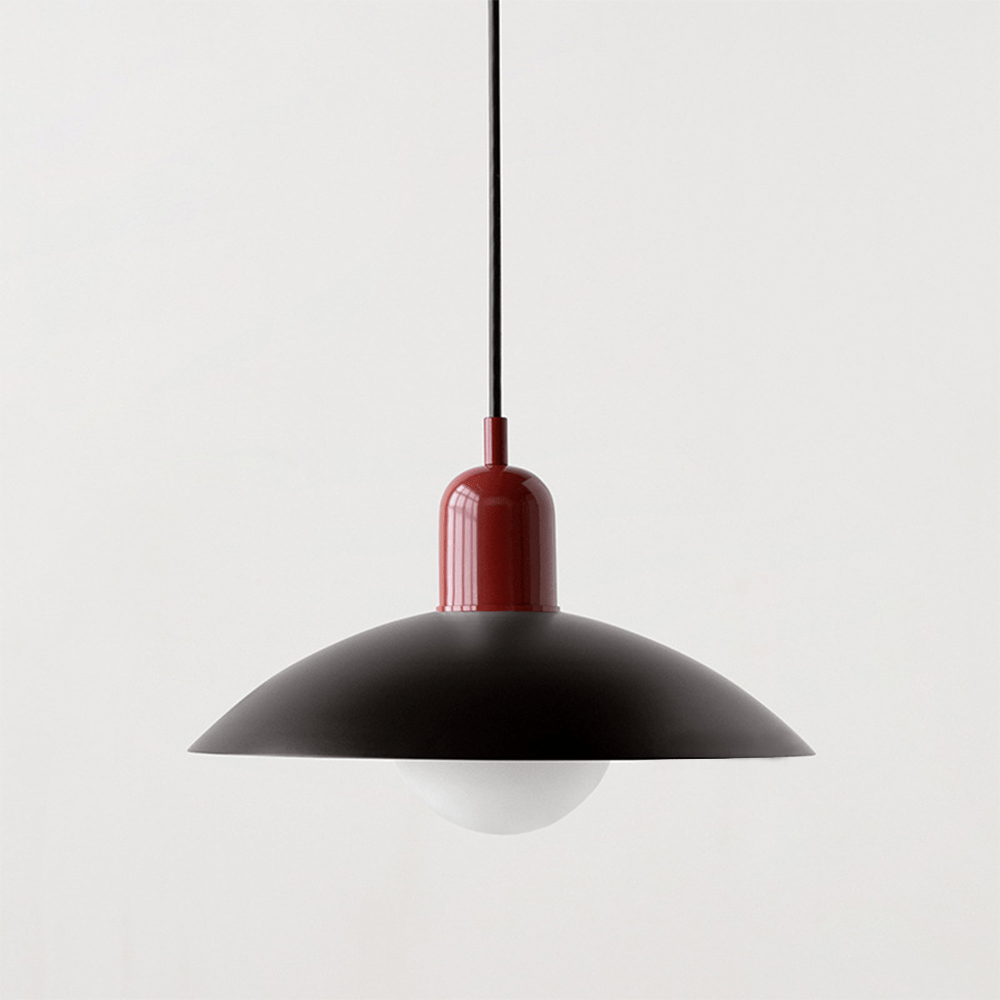 Two-Tone Bauhaus Dome Pendant Light – Black & Red