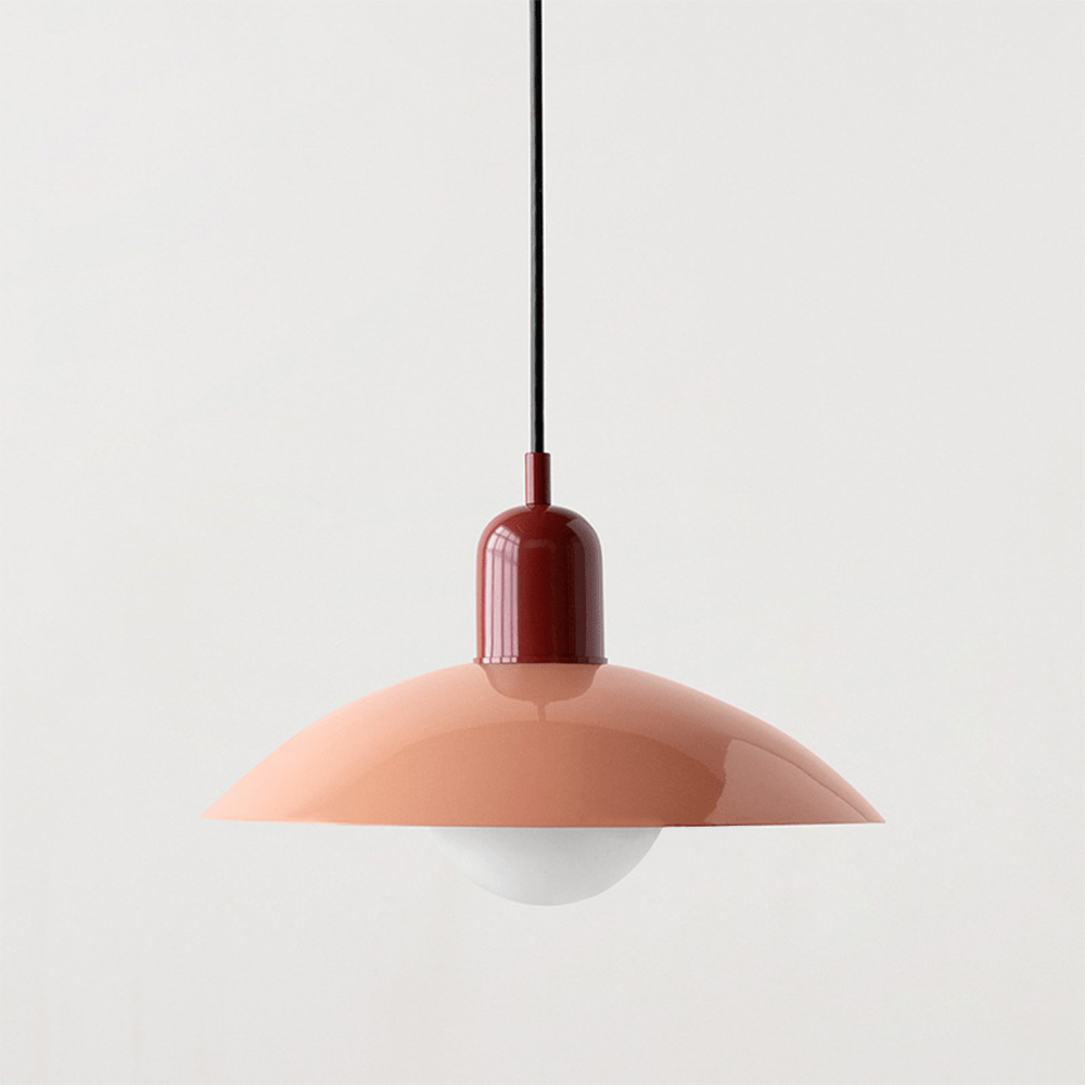 Two-Tone Bauhaus Dome Pendant Light – Pink & Red