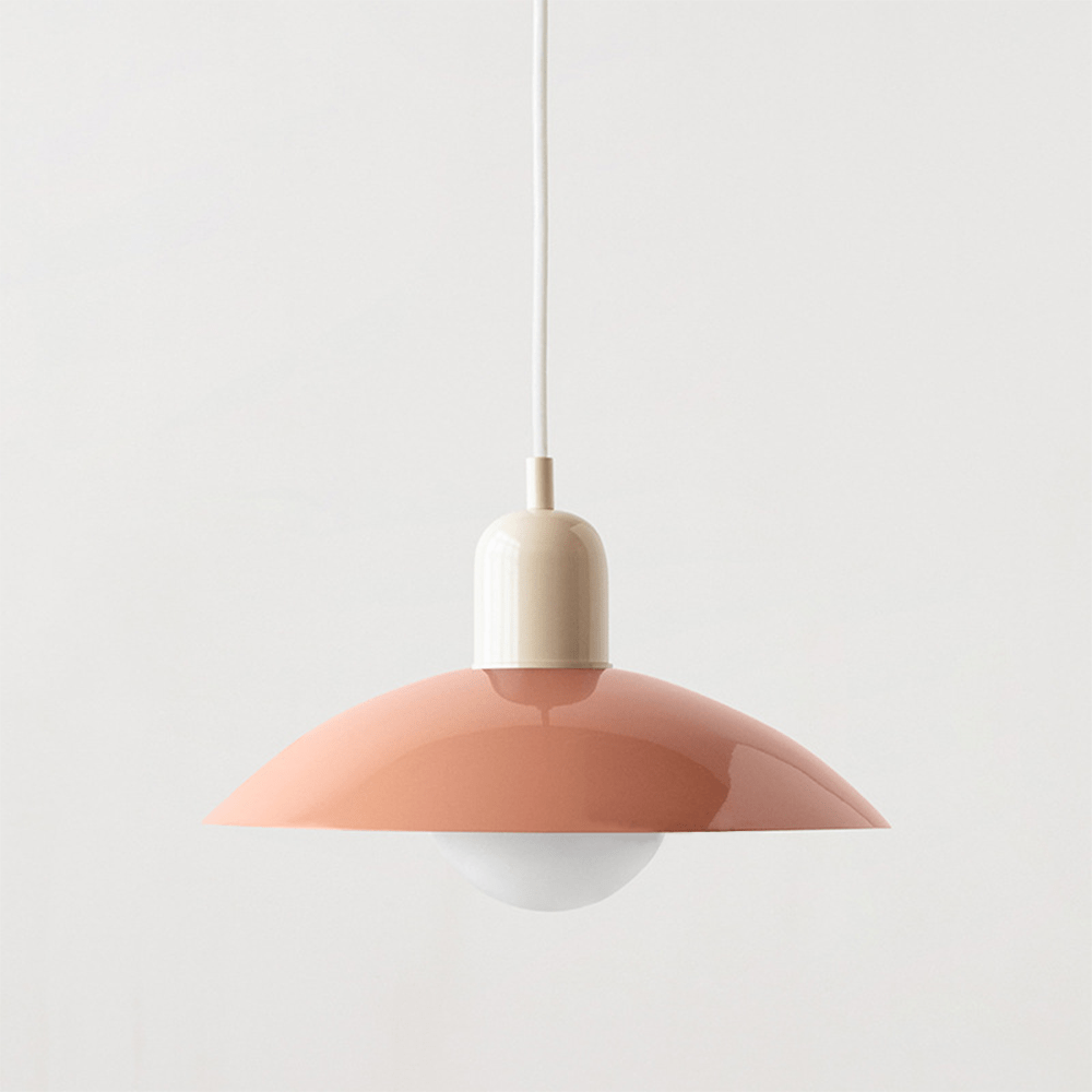 Two-Tone Bauhaus Dome Pendant Light – Pink & White