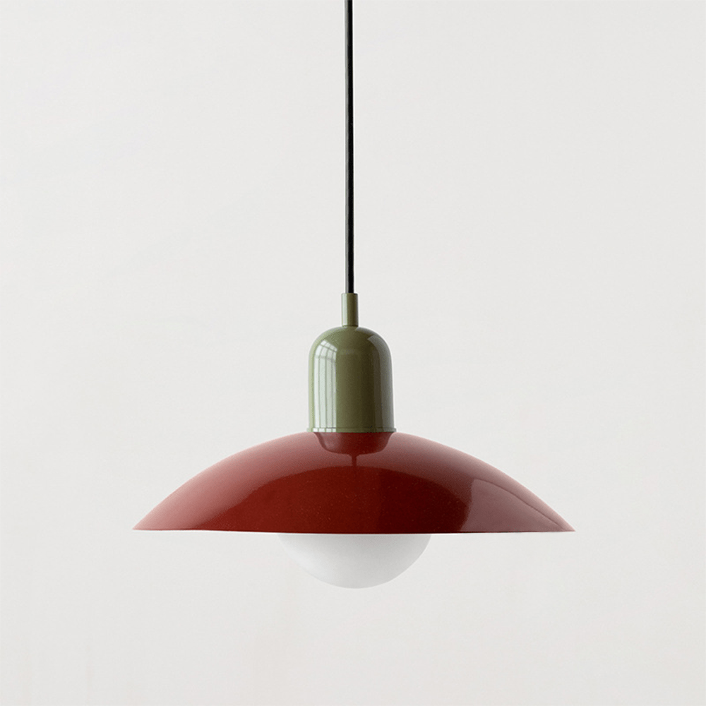 Two-Tone Bauhaus Dome Pendant Light – Red & Green
