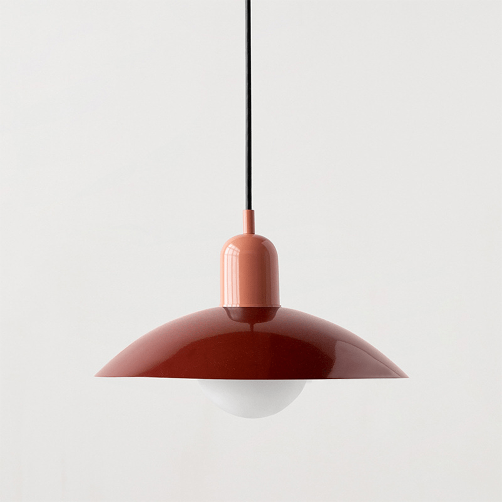 Two-Tone Bauhaus Dome Pendant Light – Red & Pink