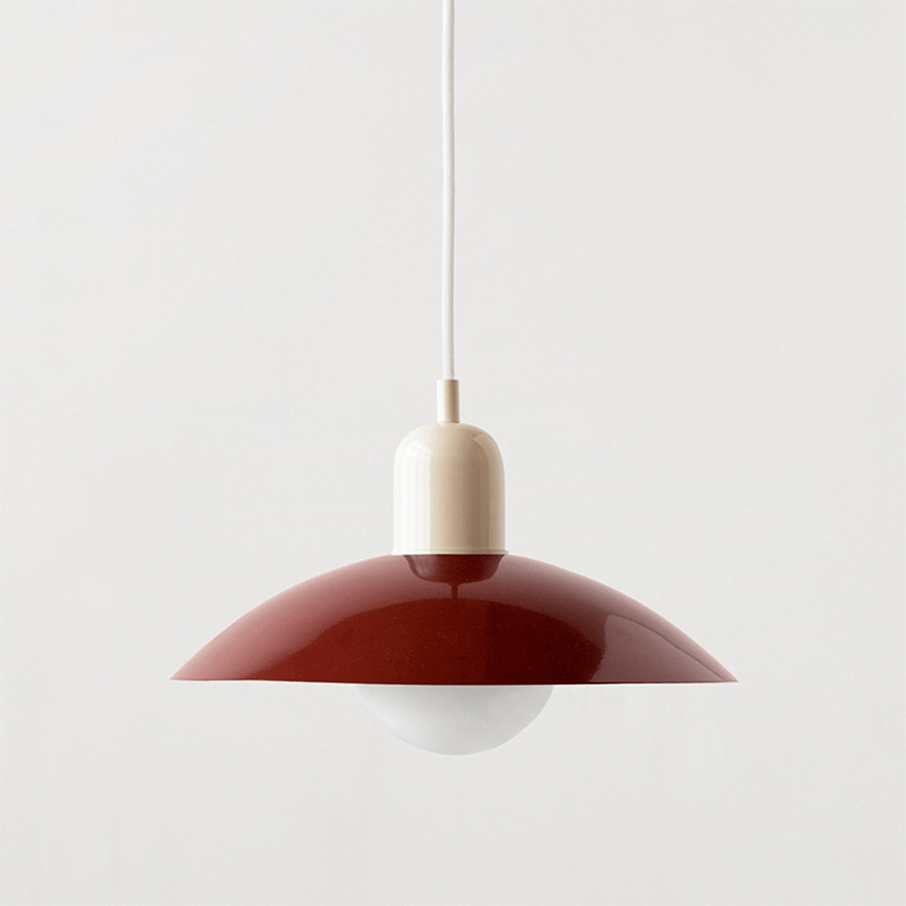 Two-Tone Bauhaus Dome Pendant Light – Red & White
