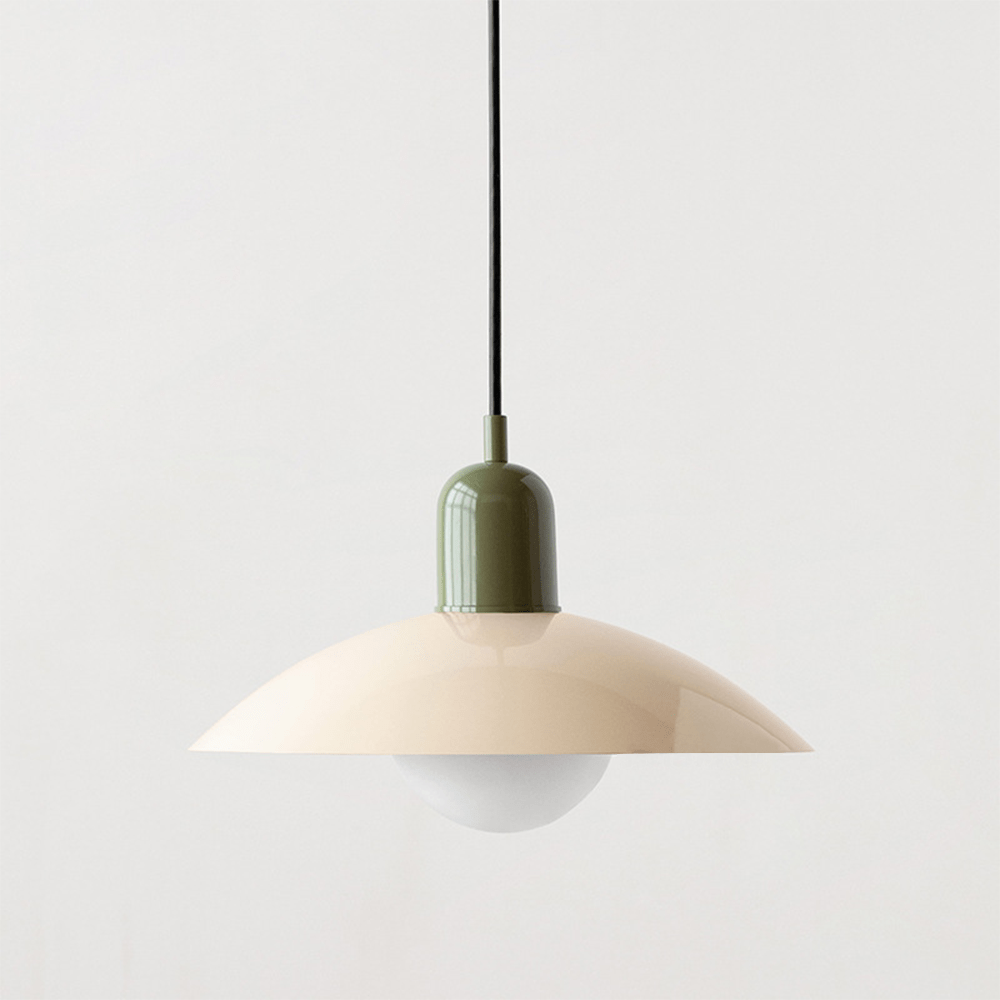 Two-Tone Bauhaus Dome Pendant Light – White & Green