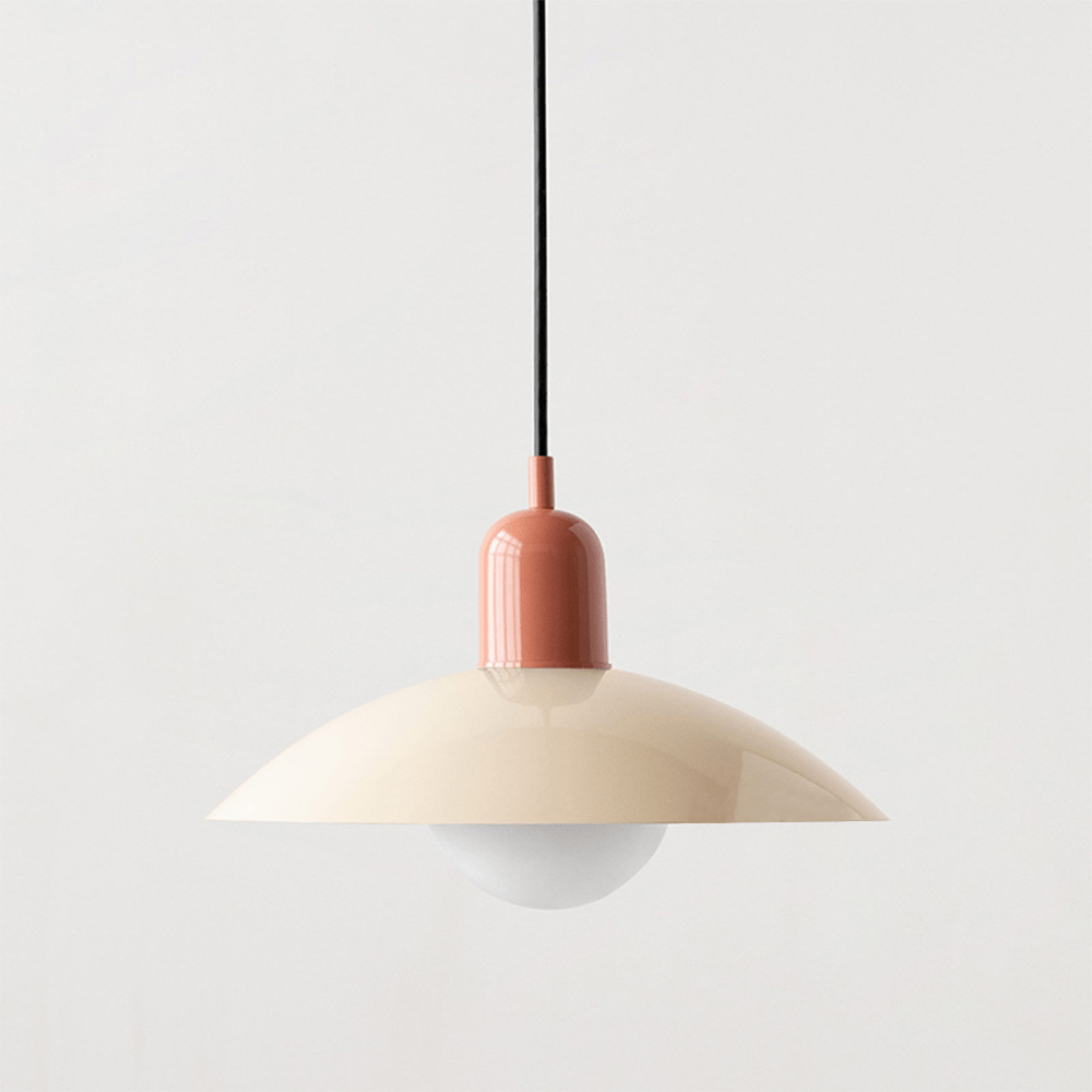 Two-Tone Bauhaus Dome Pendant Light – White & Pink