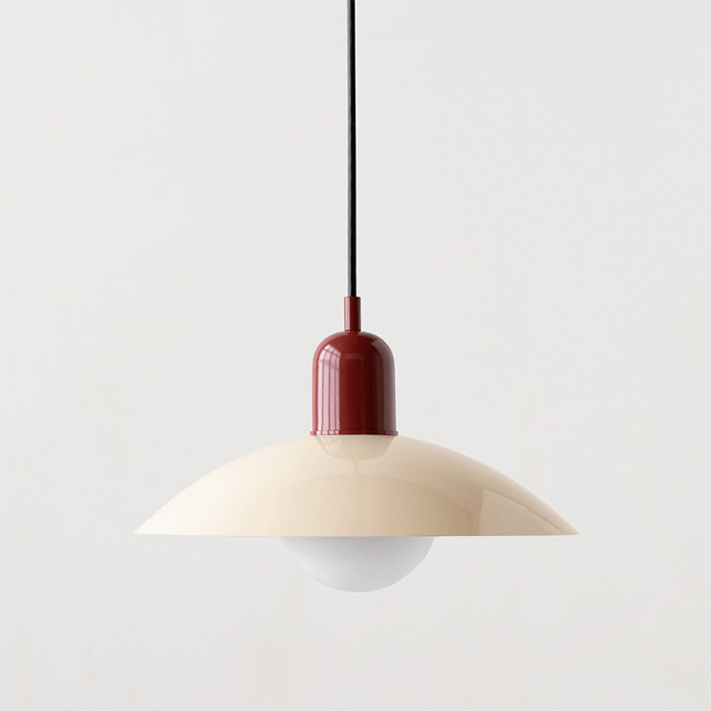 Two-Tone Bauhaus Dome Pendant Light – White & Red