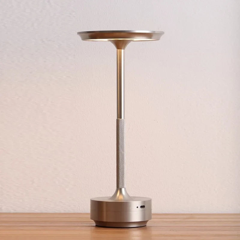 Rechargeable Aluminium Table Lamp in Silver