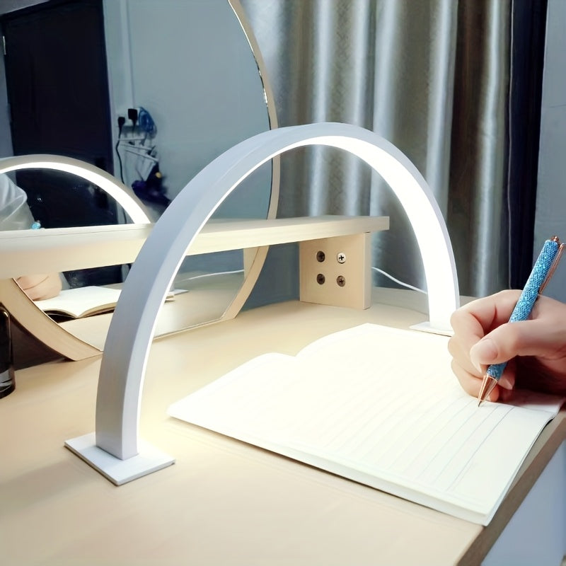 Crescent Arc LED Desk Lamp in White