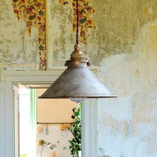 Vintage Pendant Light with Conical Metal Shade