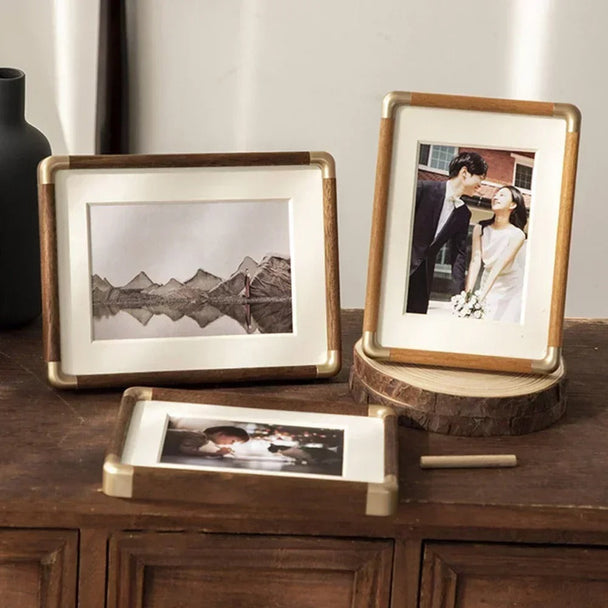 Wooden Photo Frame with Brass Corners