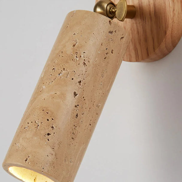 Travertine and Wood Wall Lamp – product photo