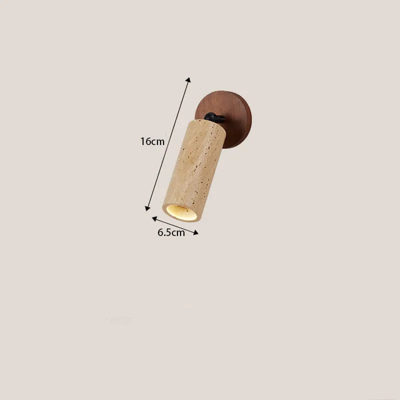 Travertine and Wood Wall Lamp in Brown