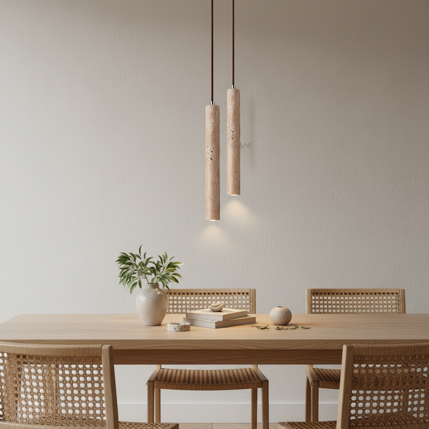 Wabi-Sabi Travertine-Look LED Pendant Light