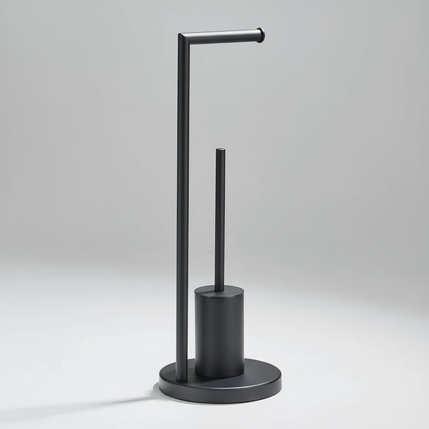 Wall-Mounted Toilet Roll Holder with Brush