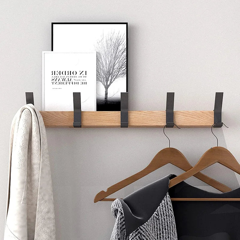 Wall-Mounted Coat Rack with Sliding Hooks – detail view