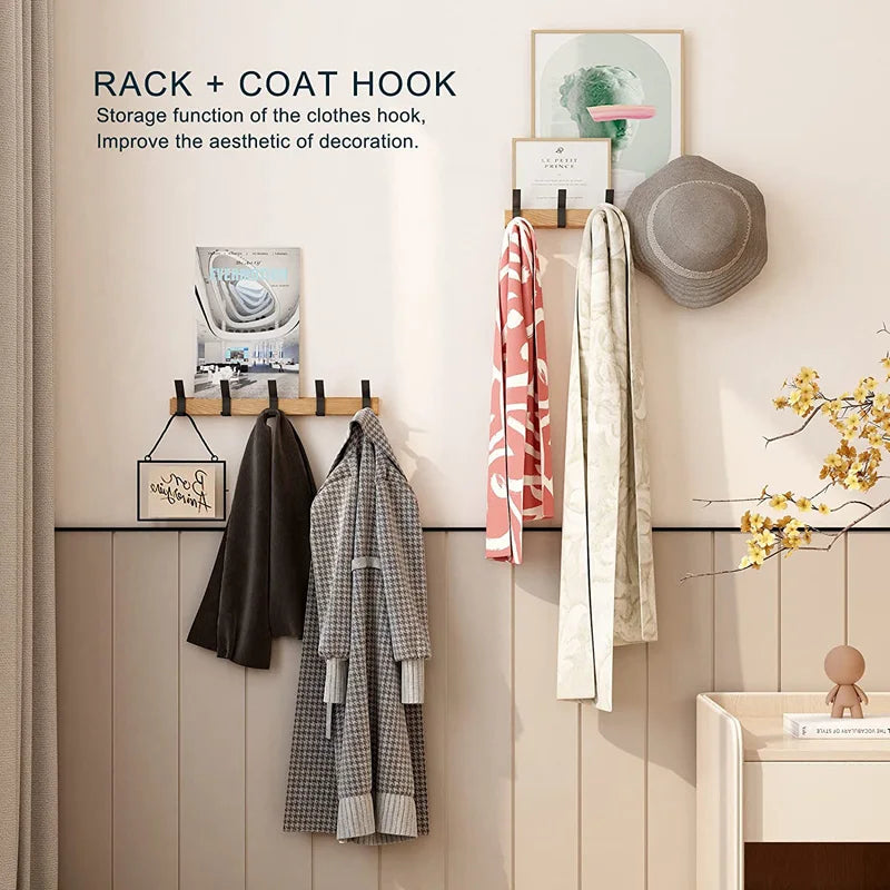 Wall-Mounted Coat Rack with Sliding Hooks – close-up