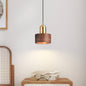 Walnut and Brass Cylinder Pendant Light