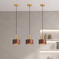 Walnut and Brass Cylinder Pendant Light