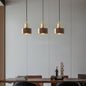 Walnut and Brass Cylinder Pendant Light