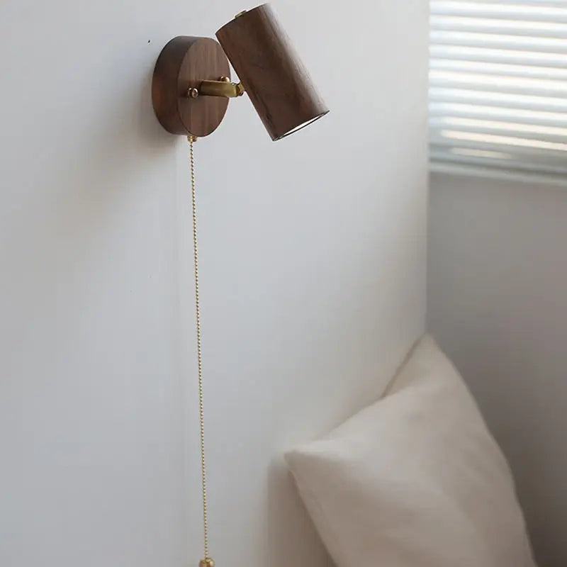 Walnut and Brass Wall Spotlight