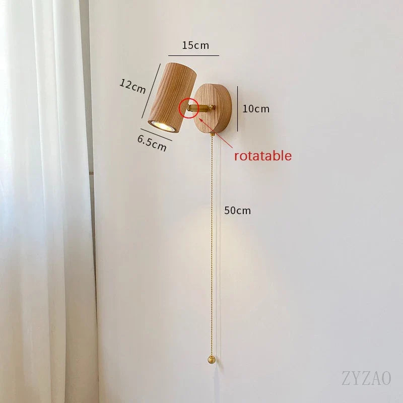 Walnut and Brass Wall Spotlight – Natural Wood