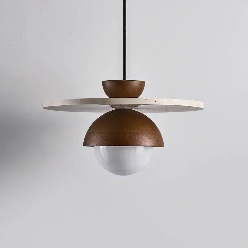 Walnut and Stone Pendant Light