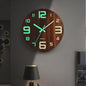 Walnut-Effect Luminous Wall Clock