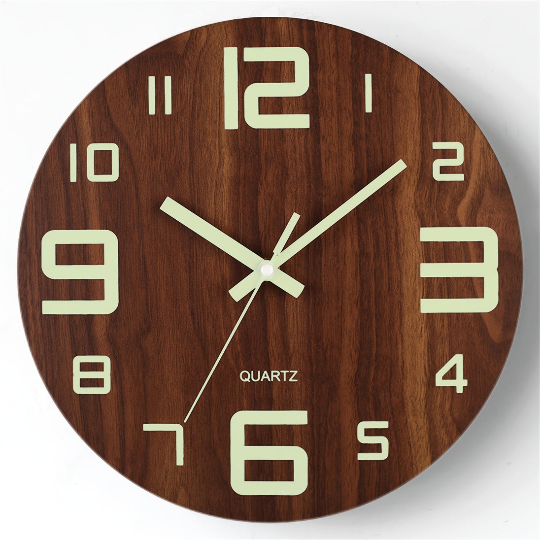 Walnut-Effect Luminous Wall Clock – detail view
