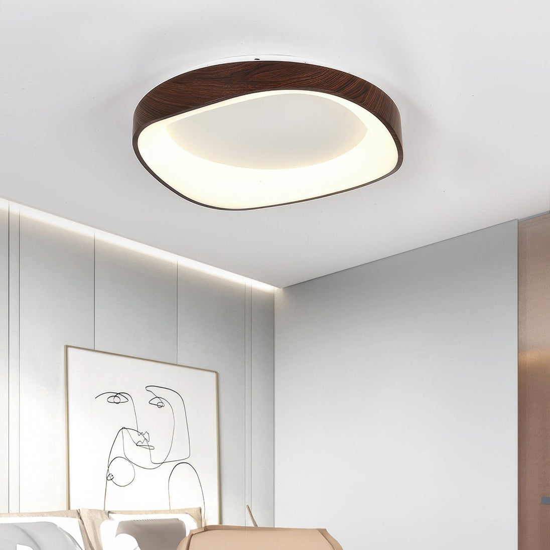 Wood Grain LED Flush Ceiling Light