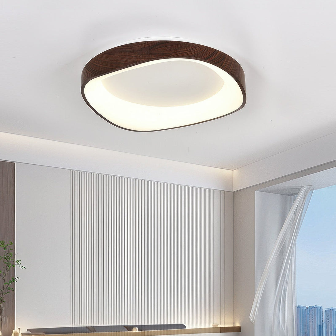 Wood Grain LED Flush Ceiling Light