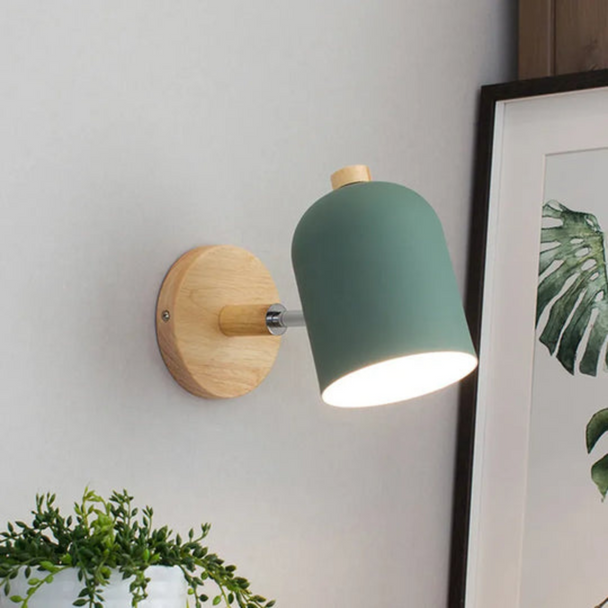 Wooden Base Wall Lamp – Green